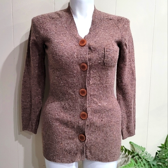 TALBOTS Tan WOOL BLEND Cardigan SWEATER Button Front Long Sleeve Women’s Sz S - Picture 14 of 14